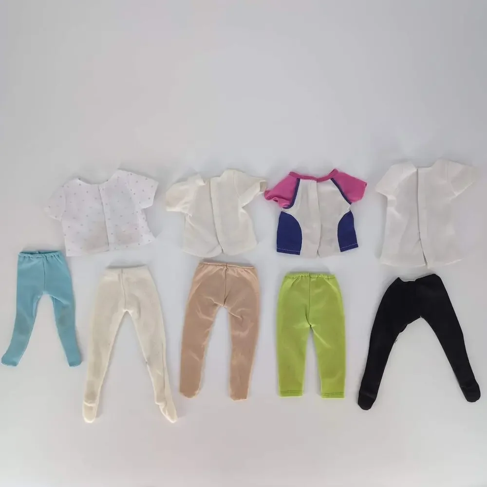 8 + 1 Piece Doll Clothing Bundle - 4 Short Sleeve Tops & 4 Bottoms for 18